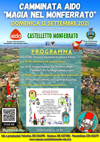 Camminata AIDO "Magia nel Monferrato", domenica 12 settembre 2021